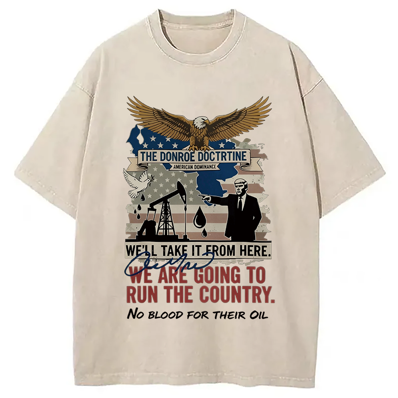 Tokyocanvas Donroe Doctrine Meme Washed T-Shirt