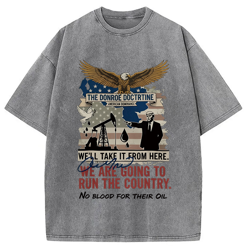 Tokyocanvas Donroe Doctrine Meme Washed T-Shirt