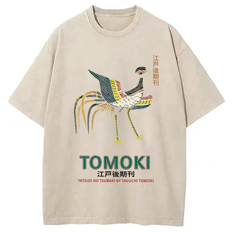 Tokyocanvas Japanese Divine Bird Washed T-Shirt