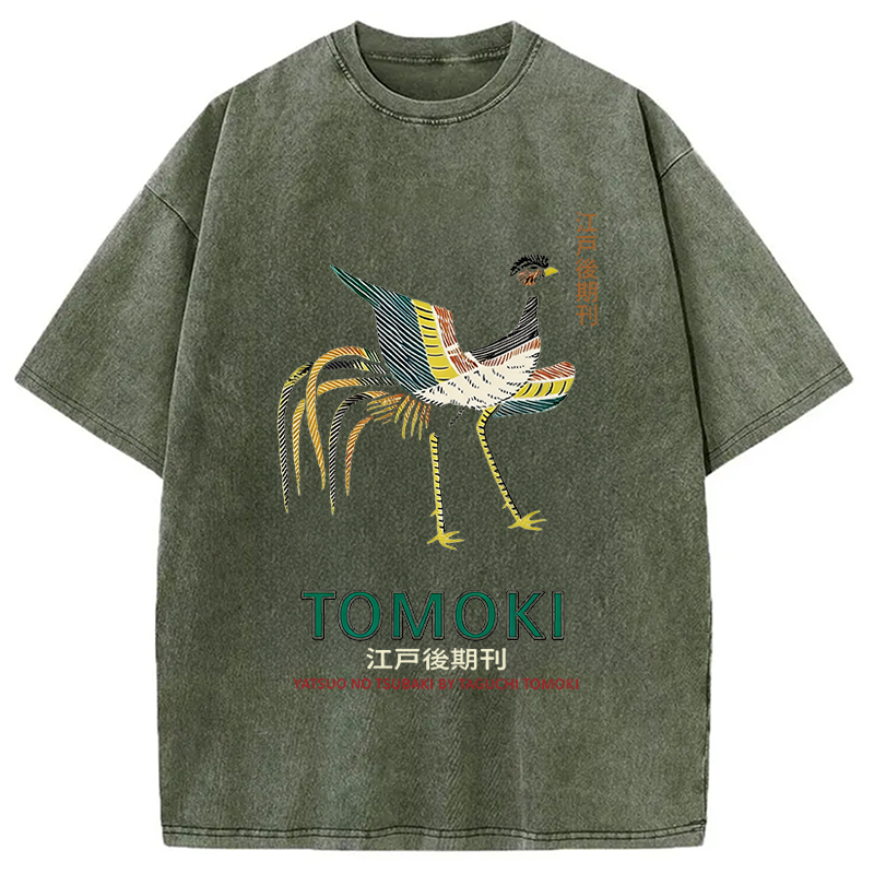 Tokyocanvas Japanese Divine Bird Washed T-Shirt