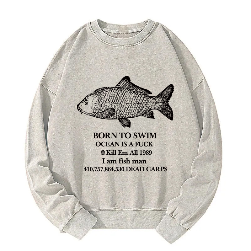 Tokyocanvas Born To Swim Washed Sweatshirt