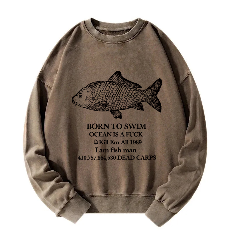 Tokyocanvas Born To Swim Washed Sweatshirt