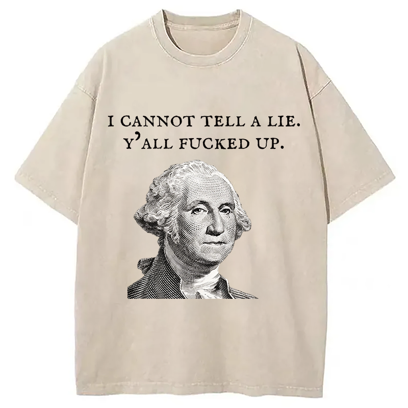Tokyocanvas Funny George Washington Post-Election Washed T-Shirt