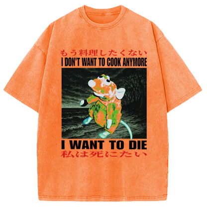 Tokyocanvas I Want to Die Japanese Washed T-Shirt