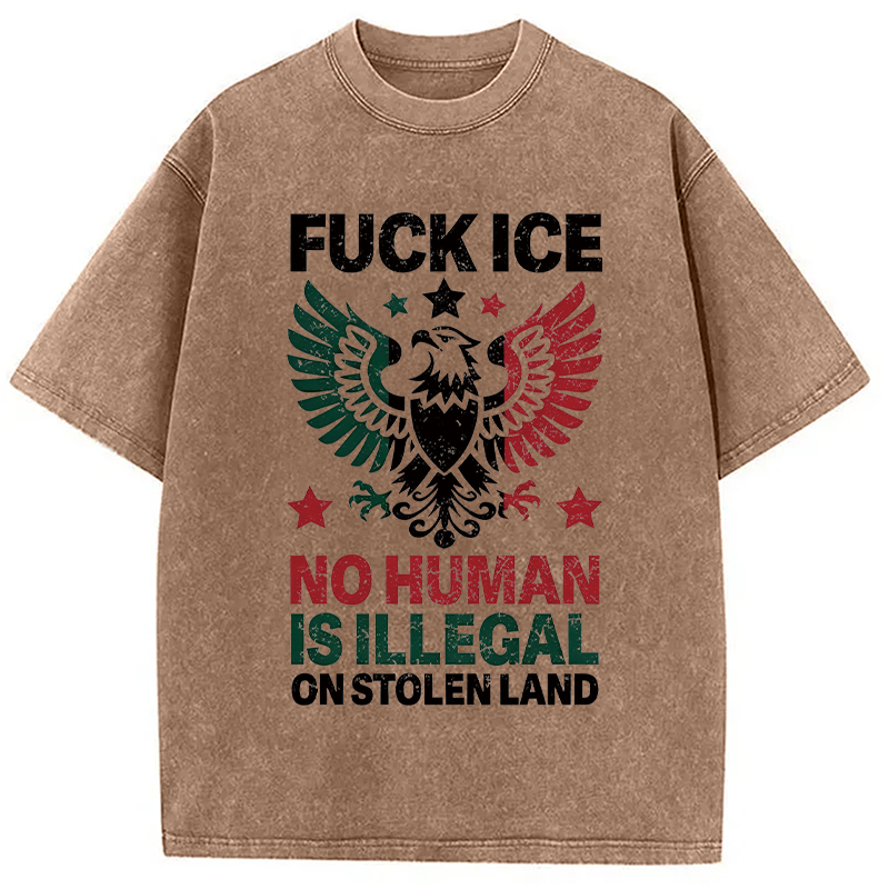 Tokyocanvas No Human is Illegal Washed T-Shirt
