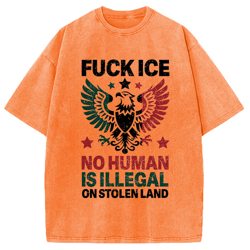 Tokyocanvas No Human is Illegal Washed T-Shirt