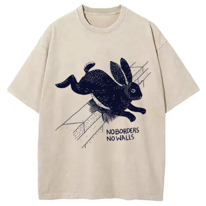 Tokyocanvas No Borders No Walls Bunny Washed T-Shirt