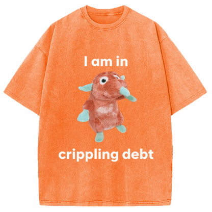 Tokyocanvas I Am In Crippling Debt Funny Meme Washed T-Shirt