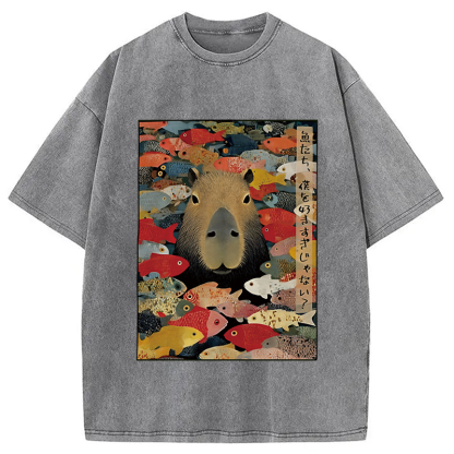 Tokyocanvas Am I Too Lovable Capybara Washed T-Shirt