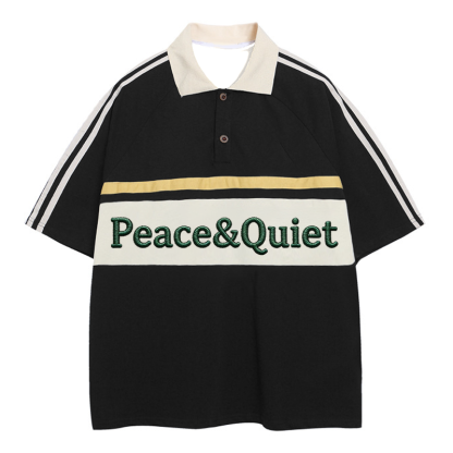 Tokyocanvas Peace & Quiet Polo Embroidered T-Shirt