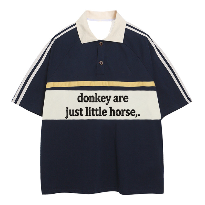 Tokyocanvas Donkey Are Jsut Little Horse Polo Embroidered T-Shirt