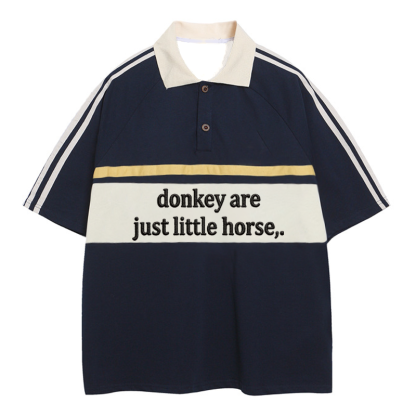 Tokyocanvas Donkey Are Jsut Little Horse Polo Embroidered T-Shirt