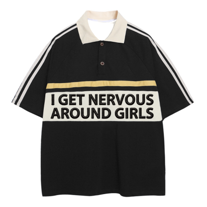 Tokyocanvas I Get Nnerves Polo Embroidered T-Shirt