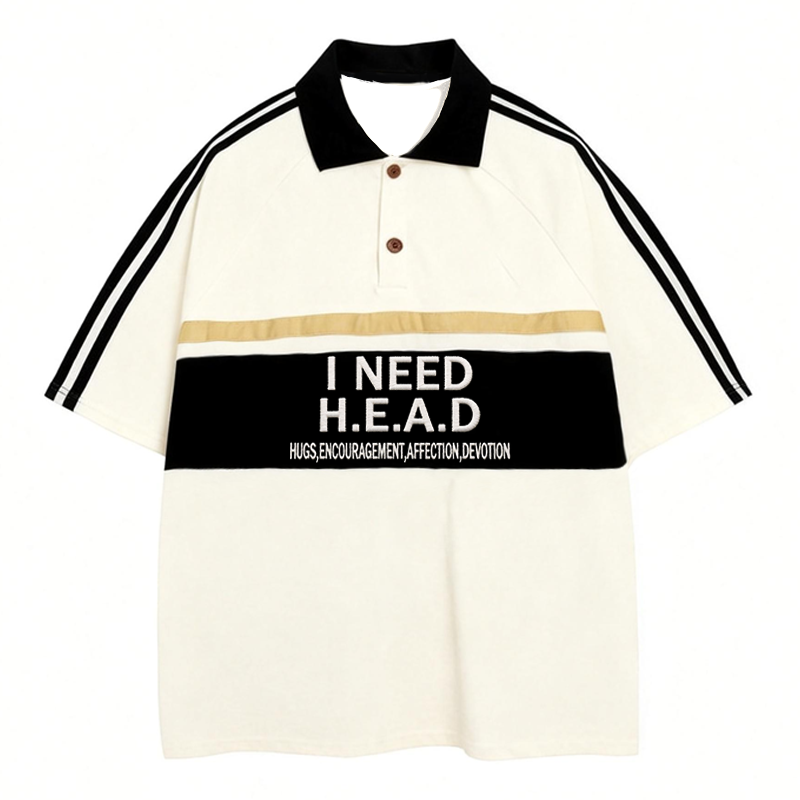 Tokyocanvas I Need H.E.A.D Polo Embroidered T-Shirt