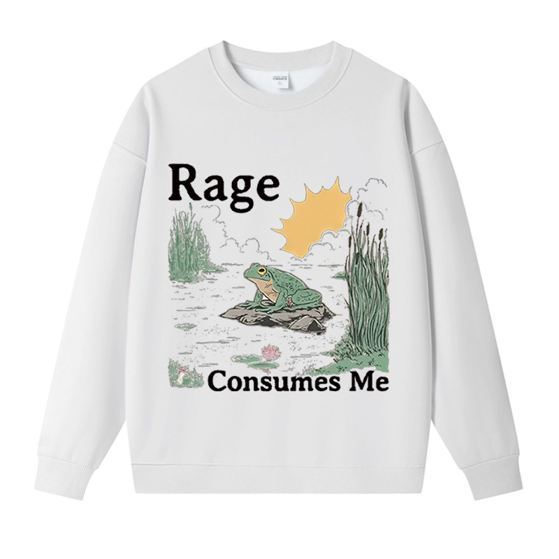 Tokyocanvas Rage Consumes Me Frog Pond Fleece Lined Sweatshirt