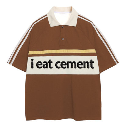 Tokyocanvas I Eat Cement Polo Embroidered T-Shirt