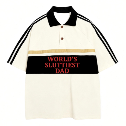 Tokyocanvas World's Sluttiest Dad Polo Embroidered T-Shirt