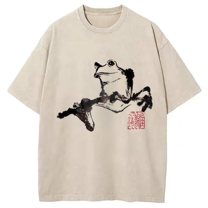 Tokyocanvas Sad Frog Washed T-Shirt