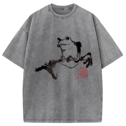 Tokyocanvas Sad Frog Washed T-Shirt
