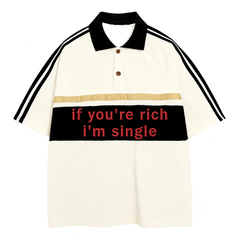 Tokyocanvas I'm Single Polo Embroidered T-Shirt