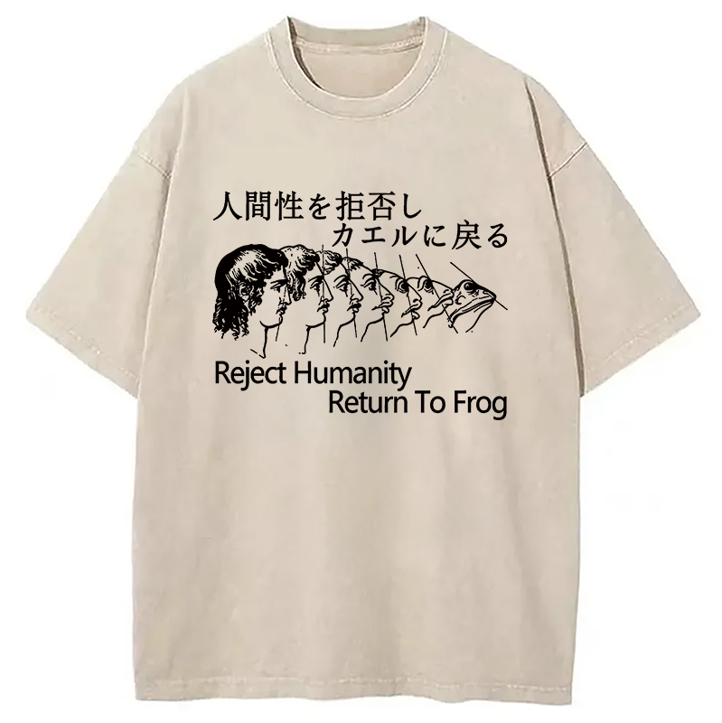 Tokyocanvas Reject Humanity Return To Frog Washed T-Shirt