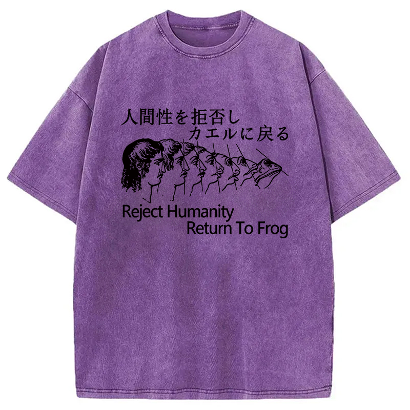 Tokyocanvas Reject Humanity Return To Frog Washed T-Shirt
