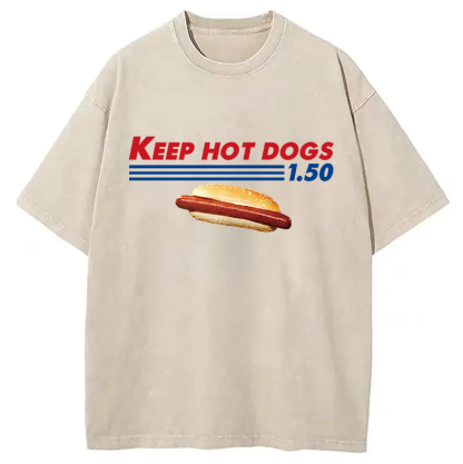 Tokyocanvas Funny Costco Hotdog Washed T-Shirt