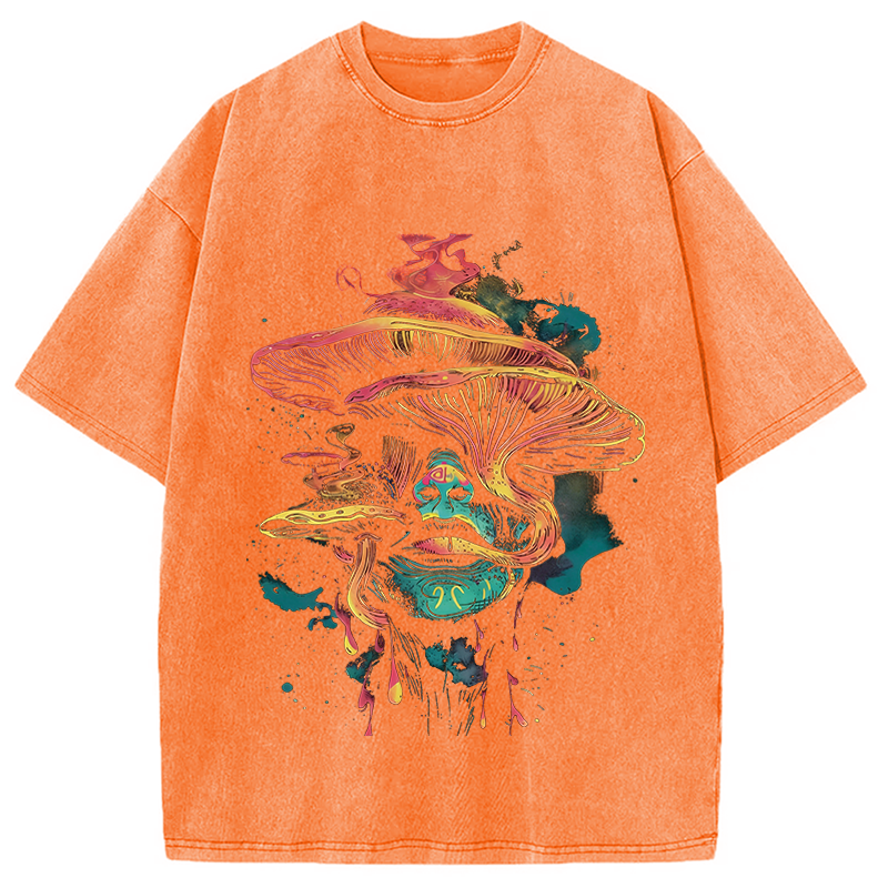 Tokyocanvas Trippy Mushroom Washed T-Shirt
