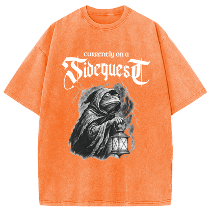 Tokyocanvas Funny Frog Sidequest Washed T-Shirt