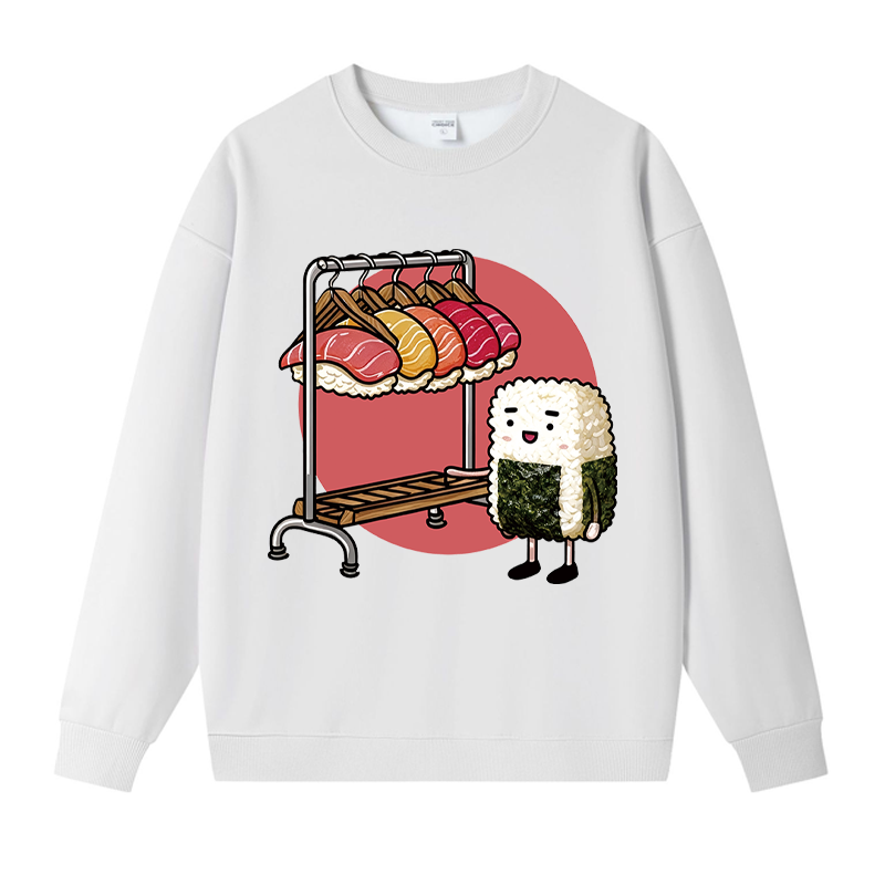 Tokyocanvas Sushi Choosing A Hat Fleece Lined Sweatshirt
