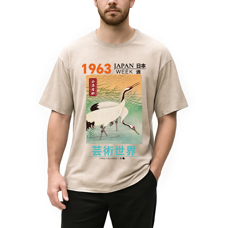 Tokyocanvas Two Cranes Washed T-Shirt