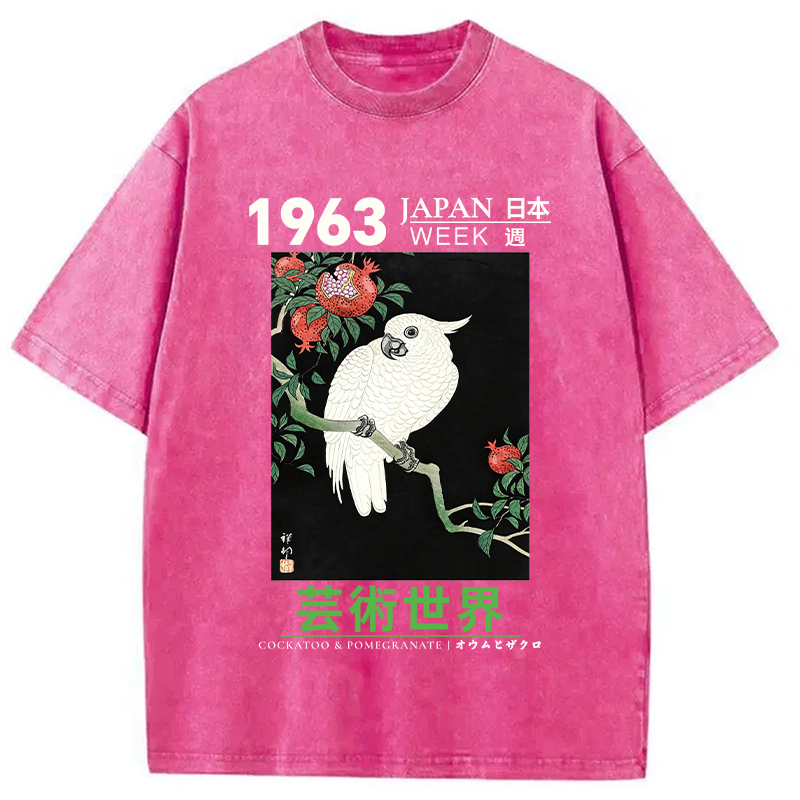 Tokyocanvas Cockatoo & Pomegranate Washed T-Shirt