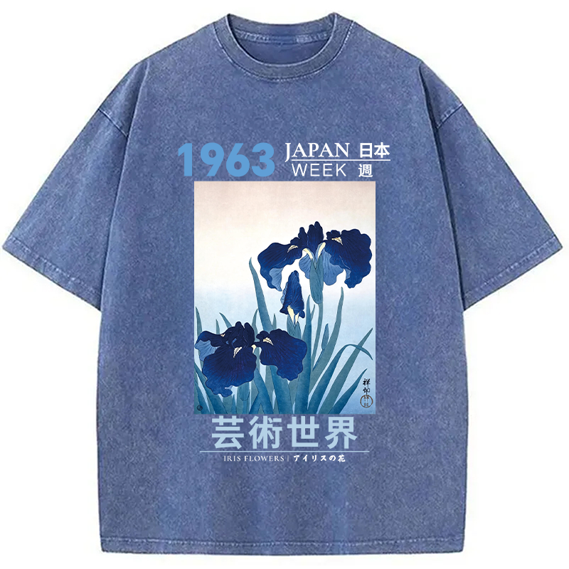 Tokyocanvas Iris Flowers Washed T-Shirt