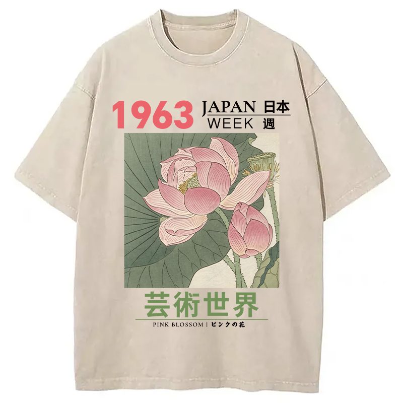 Tokyocanvas Pink Blossom Washed T-Shirt