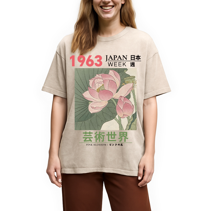 Tokyocanvas Pink Blossom Washed T-Shirt