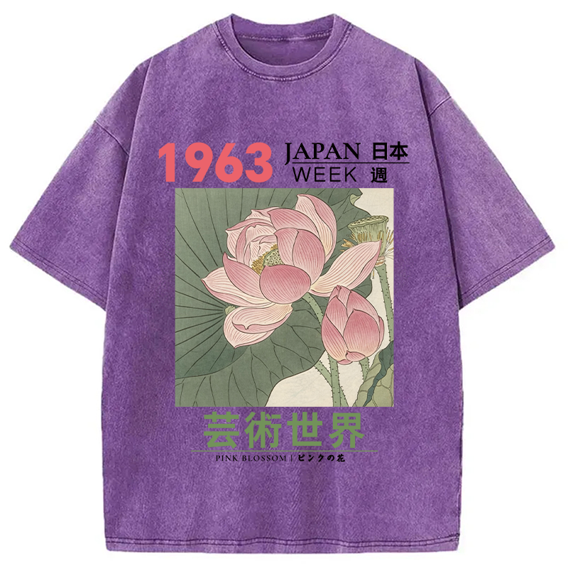 Tokyocanvas Pink Blossom Washed T-Shirt