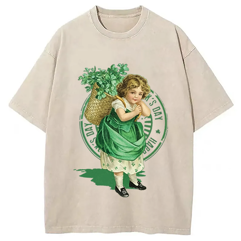 Tokyocanvas St Patricks Day Retro Washed T-Shirt