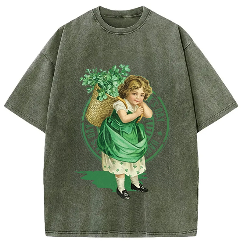 Tokyocanvas St Patricks Day Retro Washed T-Shirt
