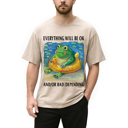 Tokyocanvas Everythings Ok Frog Washed T-Shirt