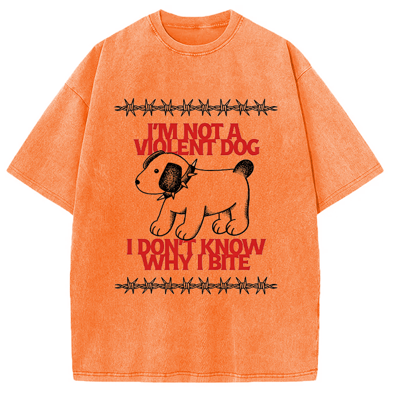 Tokyocanvas I'm Not A Violent Dog I Don't Know Why I Bite Washed T-Shirt