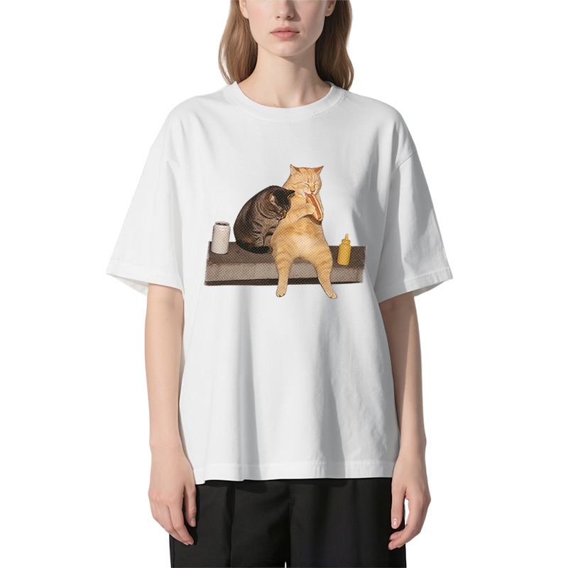 Tokyocanvas Cat Eating Hot Dog Classic T-Shirt