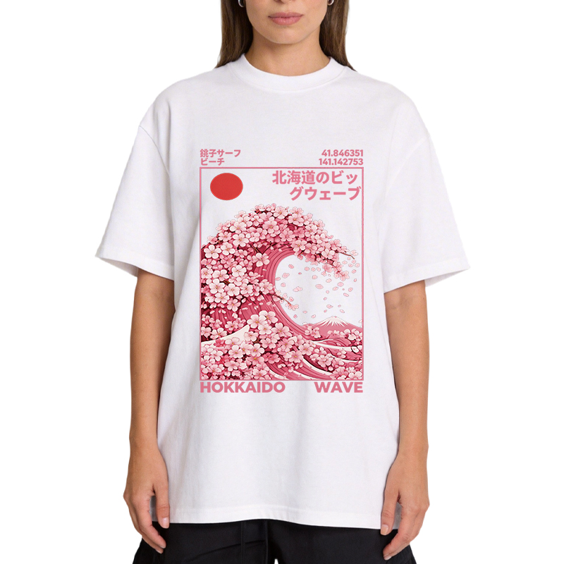 Tokyocanvas Hokkaido Wave Sakura Classic T-Shirt
