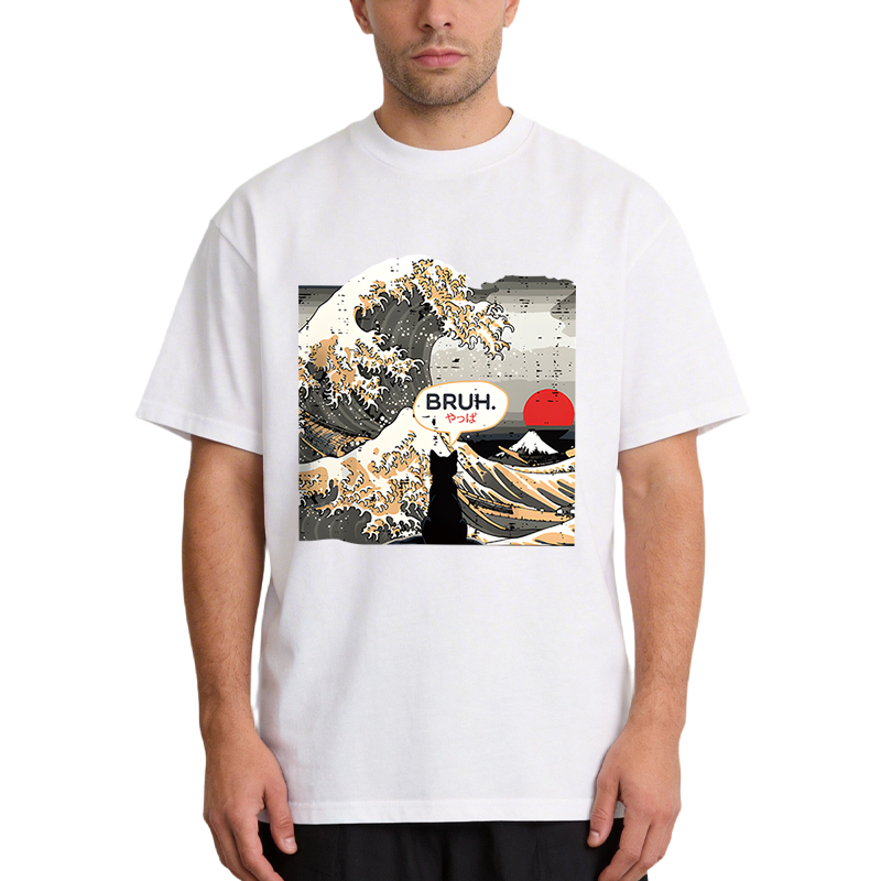Tokyocanvas Bruh Cat Great Wave Classic T-Shirt