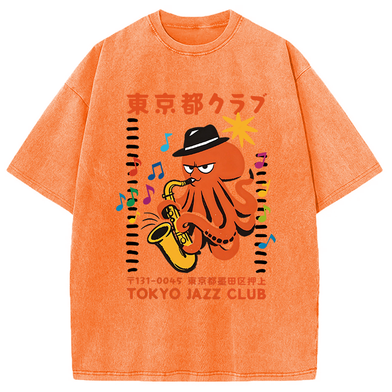 Tokyocanvas Japanese Octopus In Band Washed T-Shirt