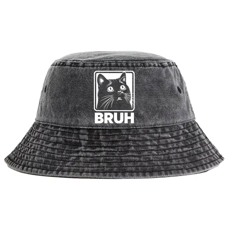 Tokyocanvas BRUH Cat Washed Bucket Hat