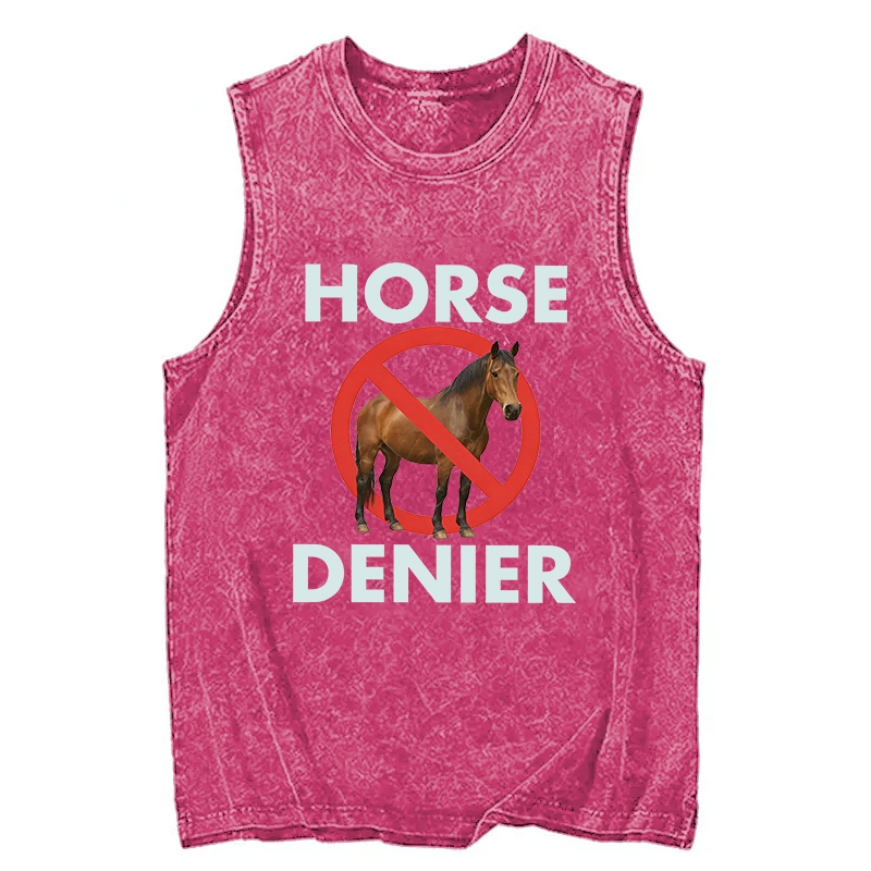 Tokyocanvas Funny Horse Denier Conspiracy Theory Washed Tank