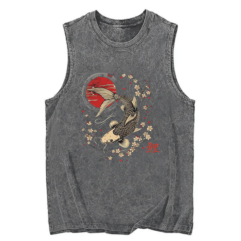 Tokyocanvas Kersenbloesem Koi Karper Washed Tank