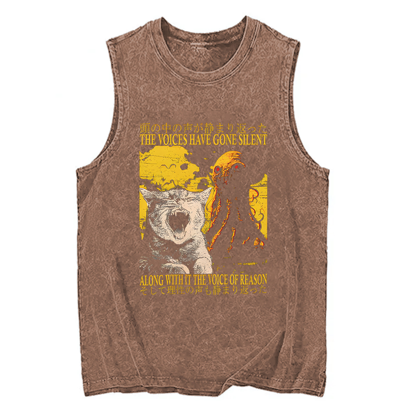 Tokyocanvas The Voices Have Gone Silent Cat Funny Washed Tank