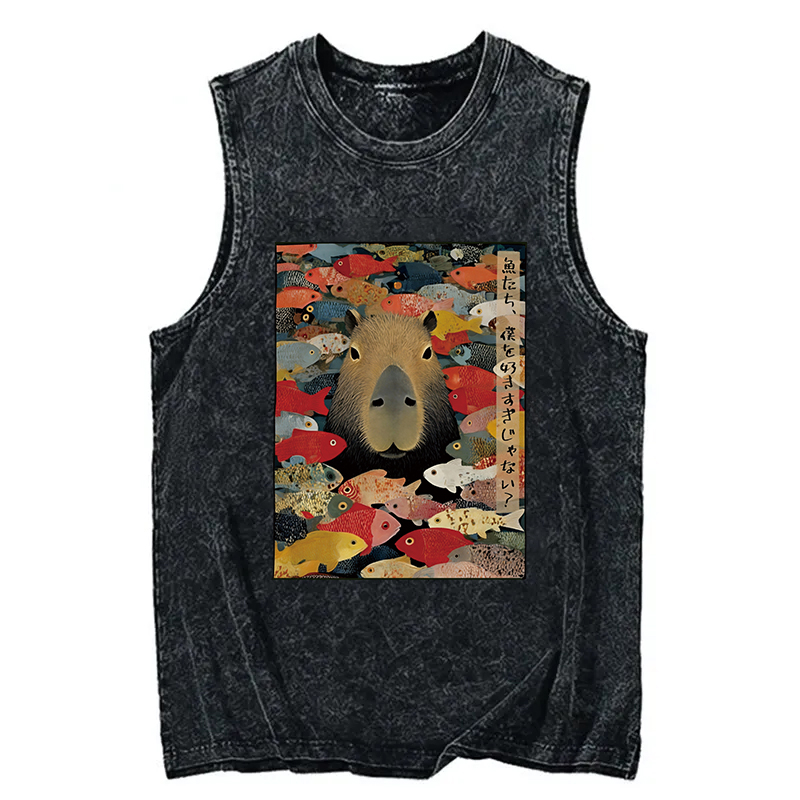 Tokyocanvas Am I Too Lovable Capybara Washed Tank