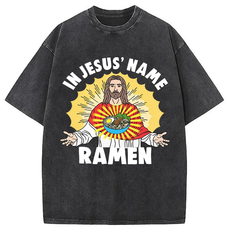 Tokyocanvas In Jesus' Name Ramen Washed T-Shirt